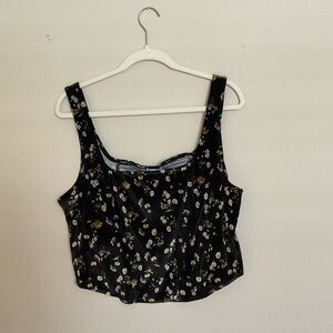 NWT Floral Black Velvet Top